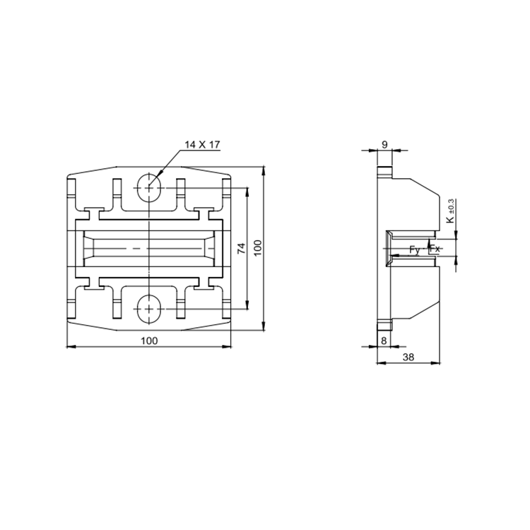 AF-SG15S Elevator Solid Luvricant Slide Guide Shoe For 9/10/16/16.4 mm Guide Rail 