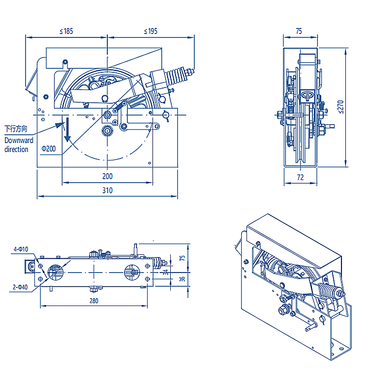 AF-OX-208Q Elevator One-directional Overspeed Governor Lift Speed Controller