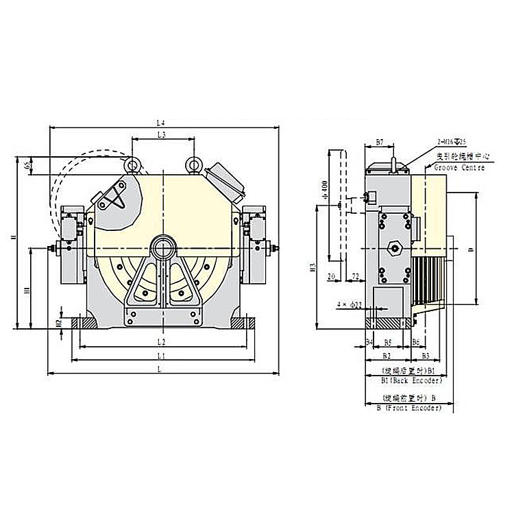 WB4-2-450 1-1.75m/s Elevator Gearless Traction Machine