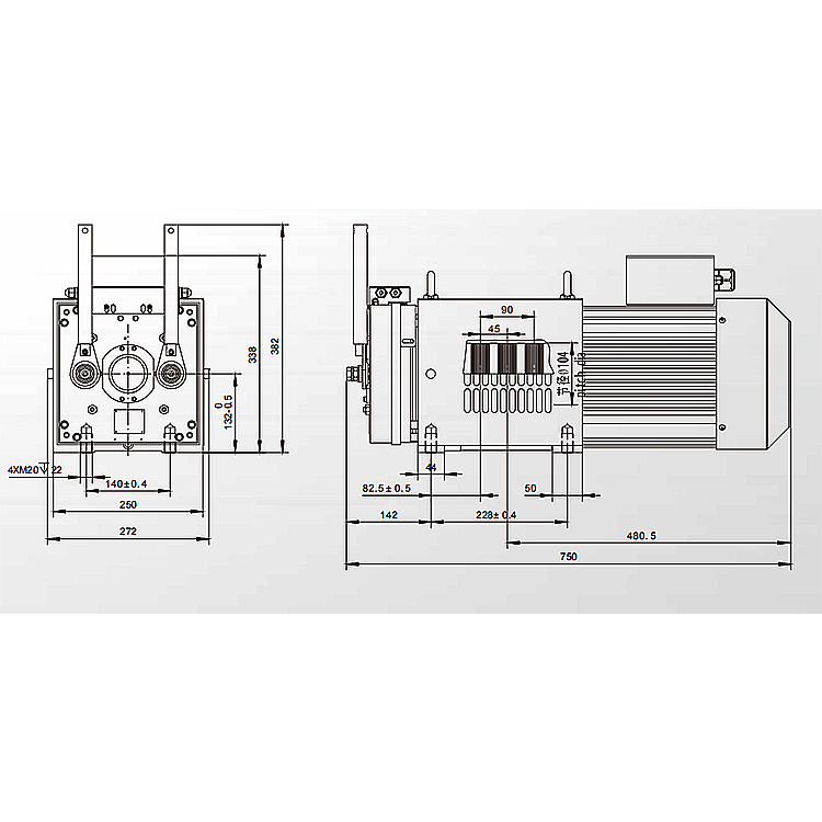 132mm 630kg Elevator Grooved Belt Gearless Traction Machine