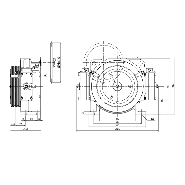 380V GTW7A Elevator Traction Machine 320KG/450KG/550KG/630KG