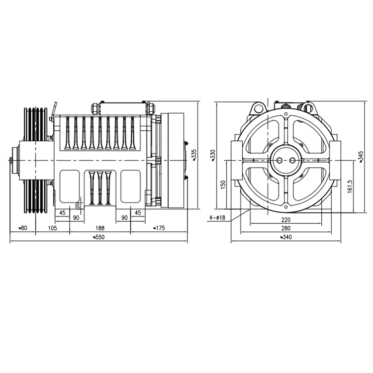 450/630 KG ERSL Elevator Gearless Traction Machine