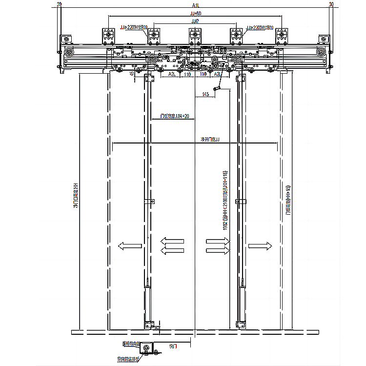 AF-OCM-202A Elevator 4-Leafs Center Opening Landing Door Device