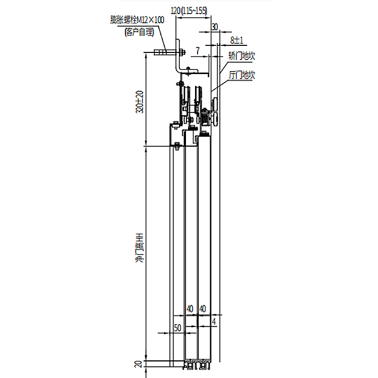 AF-OCM-202C Elevator 4-Leafs Center Opening Landing Door Device Fireproof Type