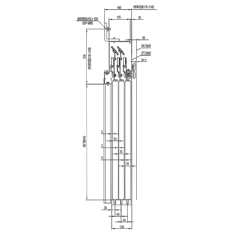 AF-OCM-602 Elevator 3-Leafs Side Opening Landing Door Device