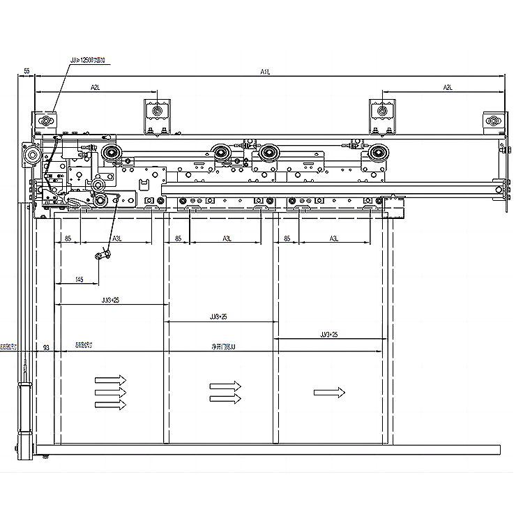 AF-OCM-602 Elevator 3-Leafs Side Opening Landing Door Device