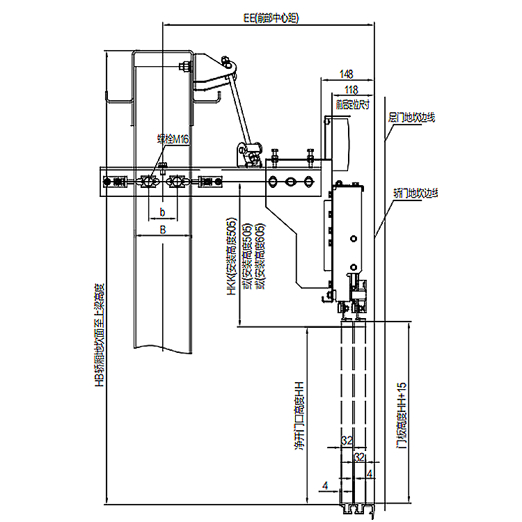 AF-OMJ-202B Elevator 4-Leafs Center Opening Permanent Magnet Synchronous Door Operator Straight Beam Installation