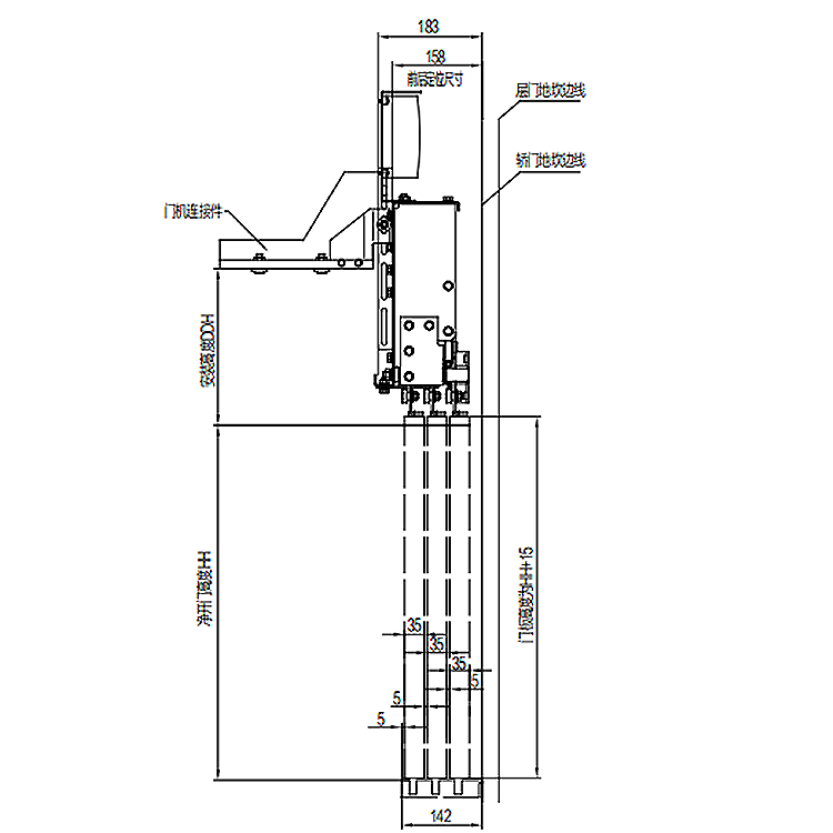 AF-OMJ-602A Elevator 3-Leafs Side Opening Permanent Magnet Synchronous Door Operator Car Top Installation