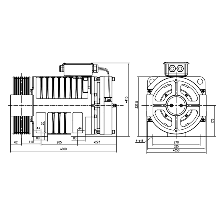 630~1150KG ER1L Elevator Machine For Passenger Elevator Gearless Elevator Motor