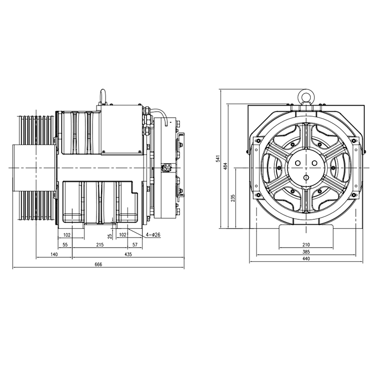 1150~1600KG ER5 Elevator Gearless Traction Machine