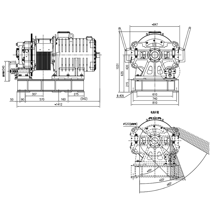 3000~5000KG GTN2C Elevator Spare Parts Gearless Traction Machine