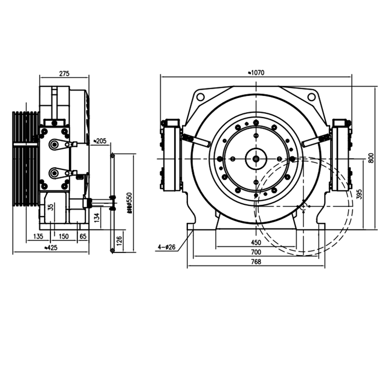 1250~2500 KG GTW12 Gearless Elevator Motor Elevator Traction Machine