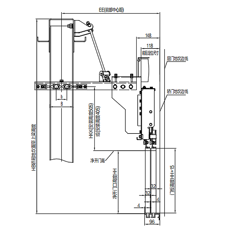 AF-OMJ-502B Elevator 2-Leafs Side Opening Permanent Magnet Synchronous Door Operator Straight Beam Installation