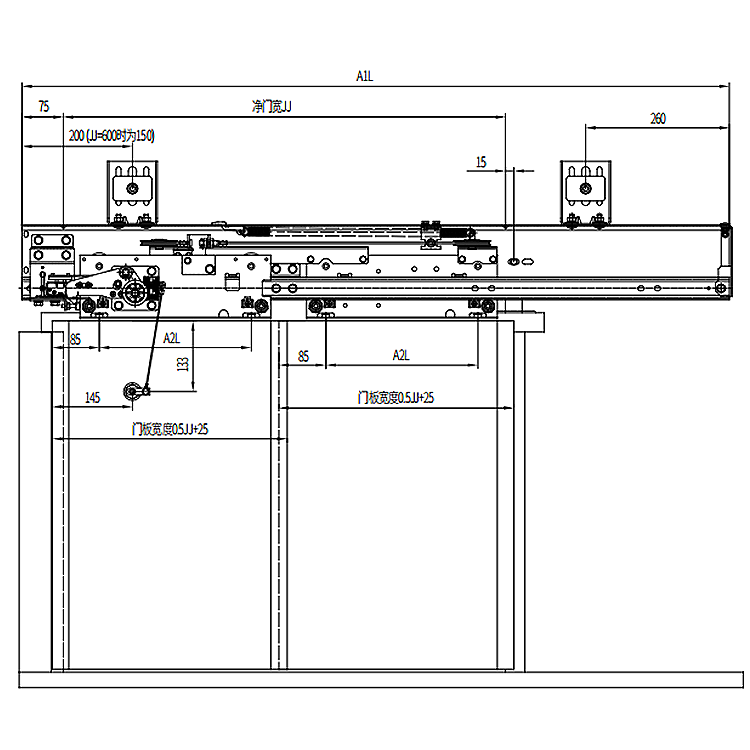 AF-OCM503D Elevator 2-Leafs Side Opening Landing Door Device Common Spring Type