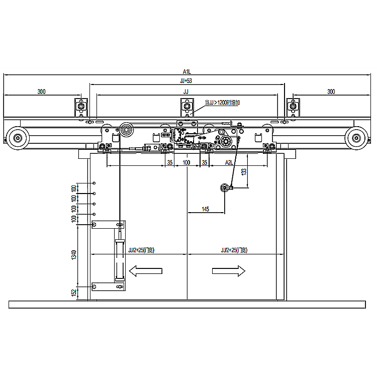 AF-OCM103-A Elevator 2-Leafs Center Opening Landing Door Device Common Weight Type