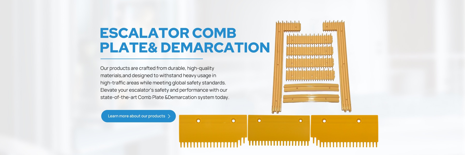 escalator step safety comb plate demarcation strip line